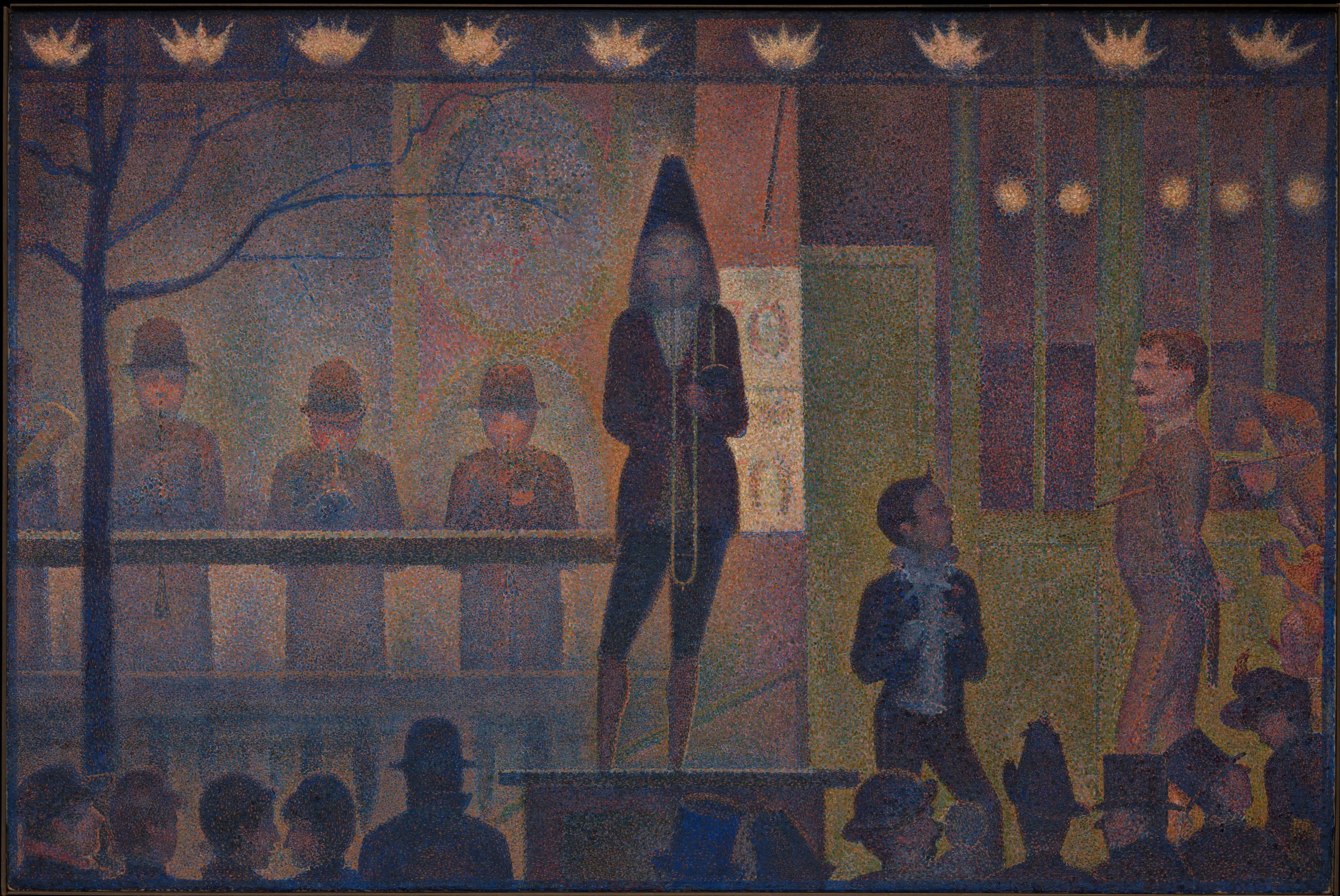 Photo of painting "Circus Sideshow" by Georges Seurat, c. 1888
