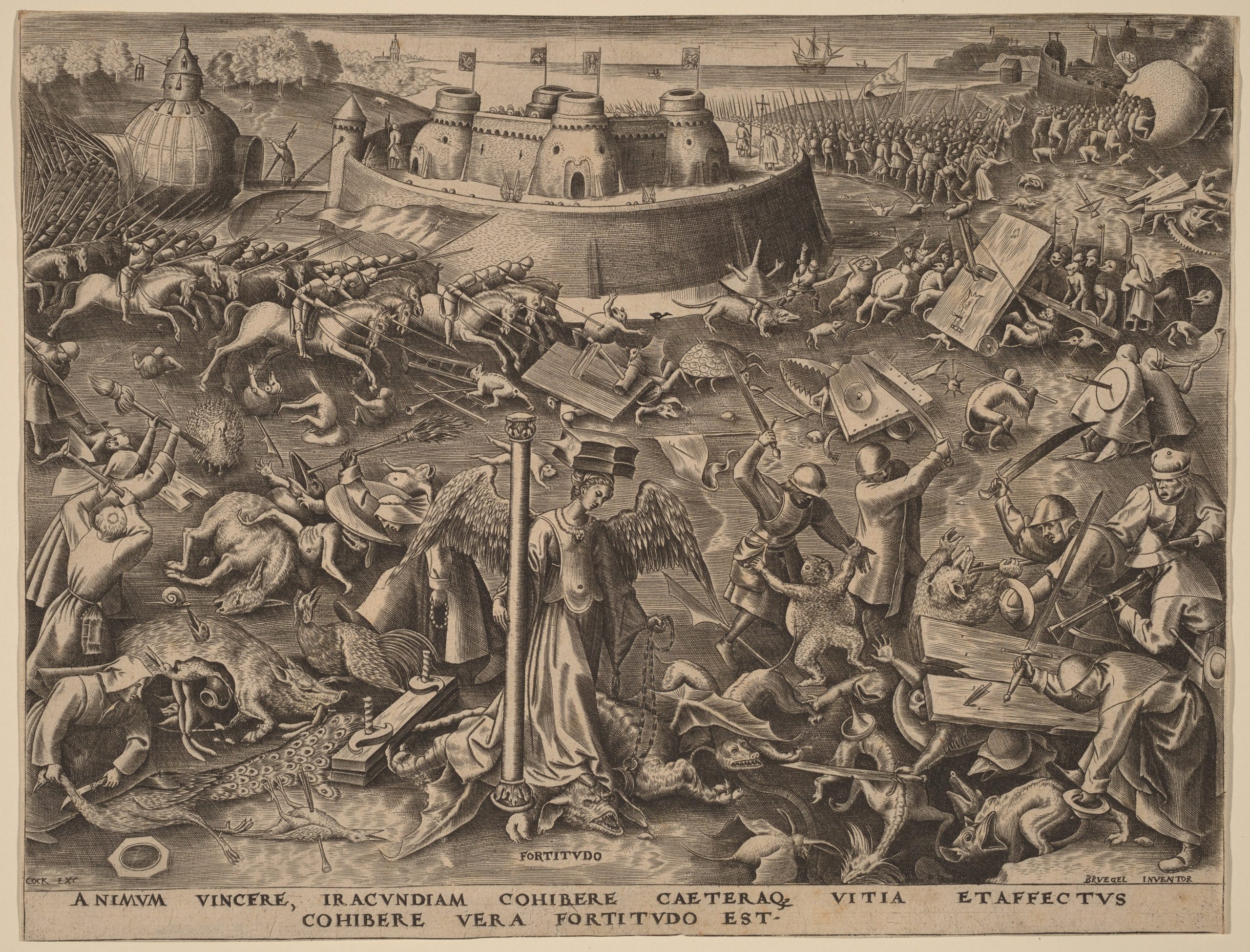 Photo of engraving "Fortitude" by Philip Galle (after Pieter Bruegel the Elder), c. 1559