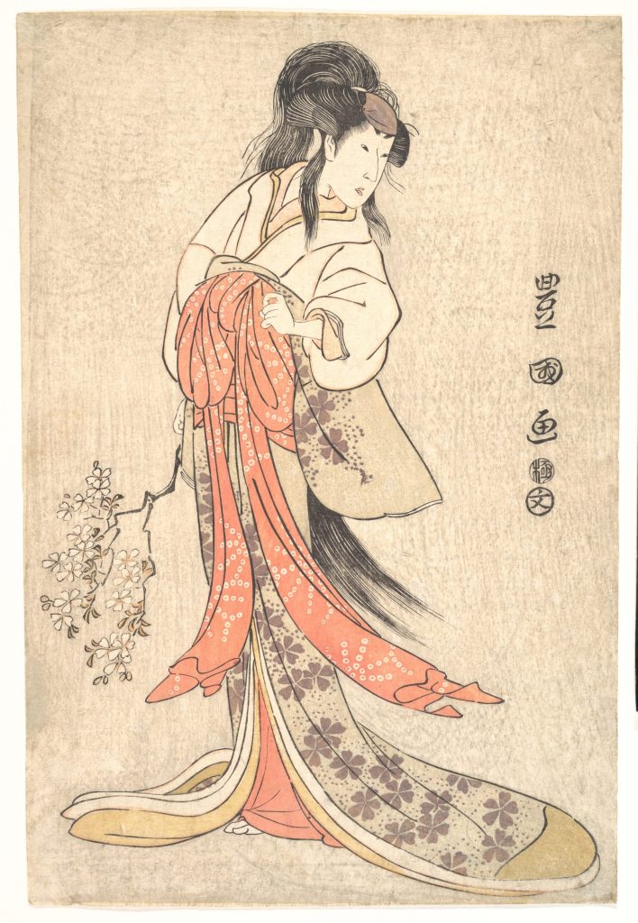 Photo of "Kabuki Actor in a Mad Female Role" drawing by Utagawa Toyokuni I, c. 1798