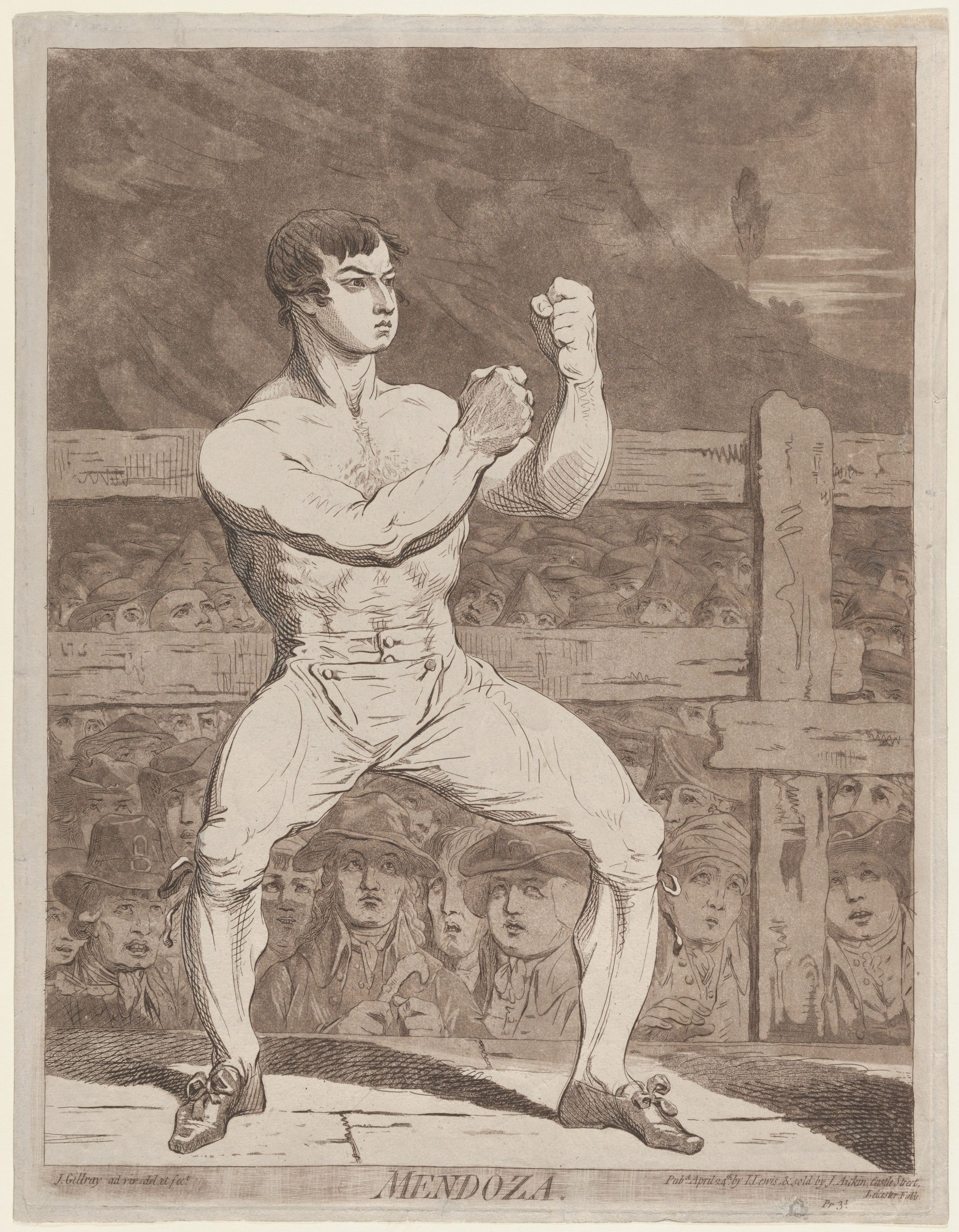 Photo of etching "Mendoza" by James Gillray, c. 1788