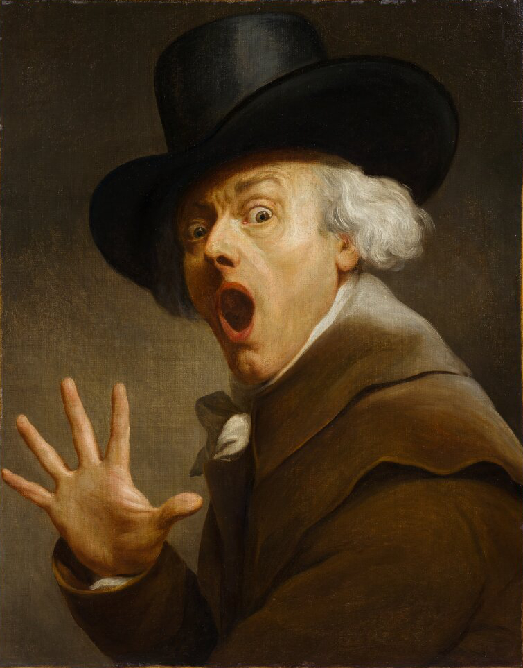 Photo of "Surprise in Terror" painting by Joseph Ducreux, c. 1790